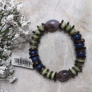 Beaded Boho Purple Green Blue Stretch Bracelet by Ballet NWT